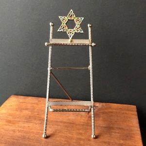 Silver Tabletop Picture Easel Stand - Star of David